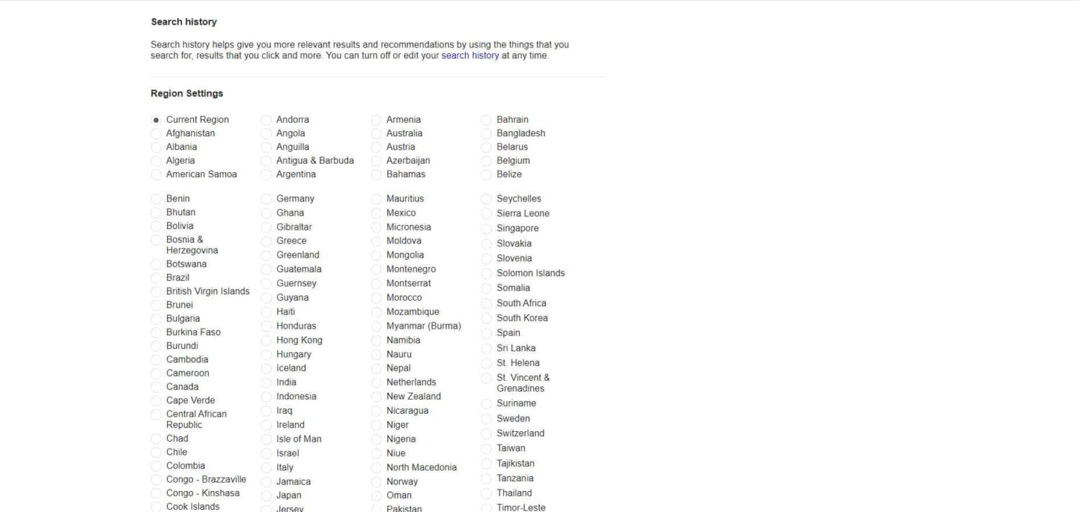 paramètres de recherche google paramètres régionaux