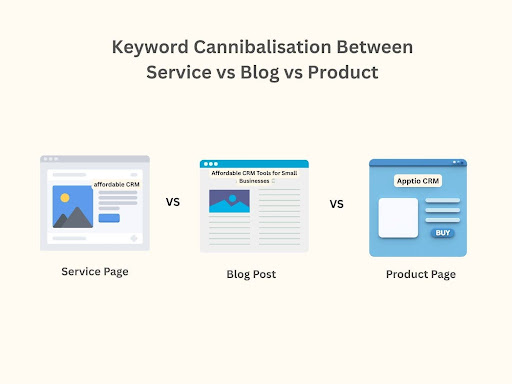 cannibalisation des mots-clés entre le service, l’article de blog et la page produit
