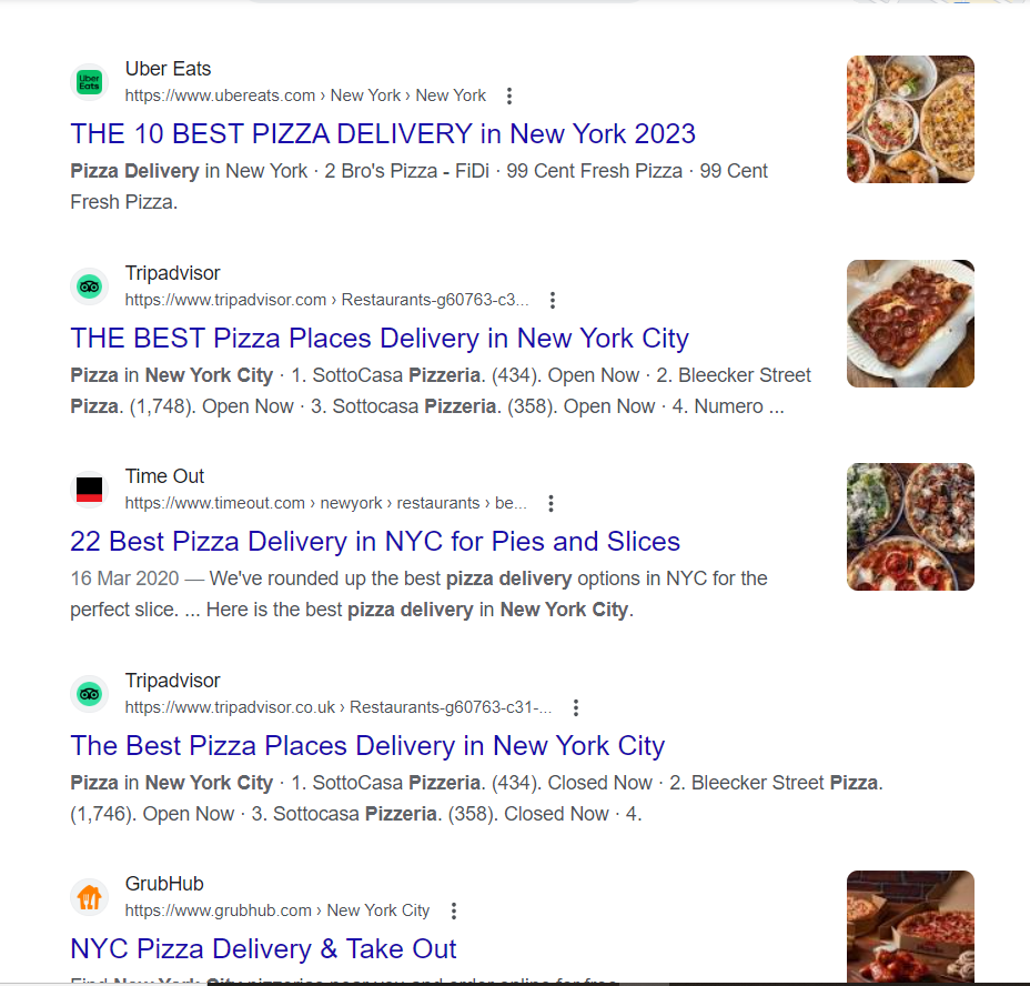example of localized search results on google