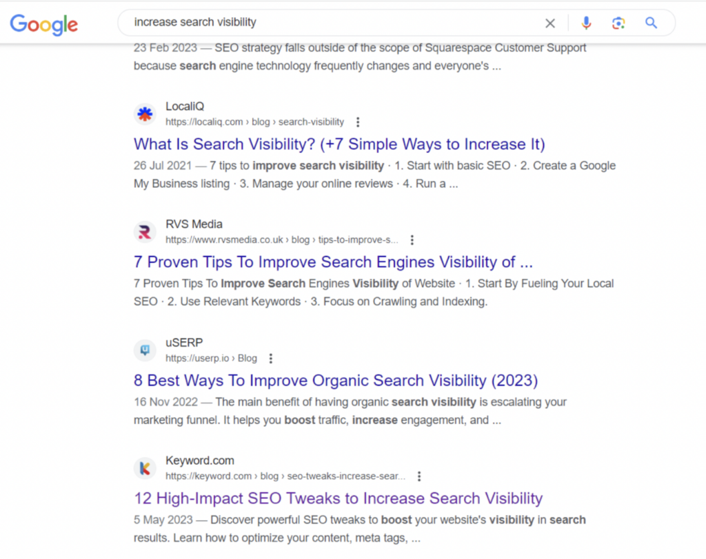 classements des concurrents serp - visibilité de la recherche