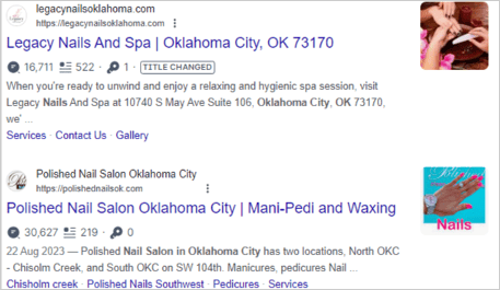 exemple de résultats de recherche organiques sur google pour une requête d’entreprise locale, affichant des listes de sites web pertinentes pour le terme de recherche.