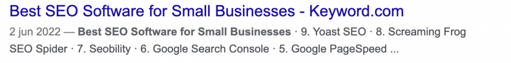 rich result example of best seo software for small businesses