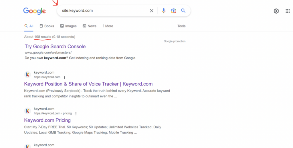 exemple d’url indexées dans la recherche google