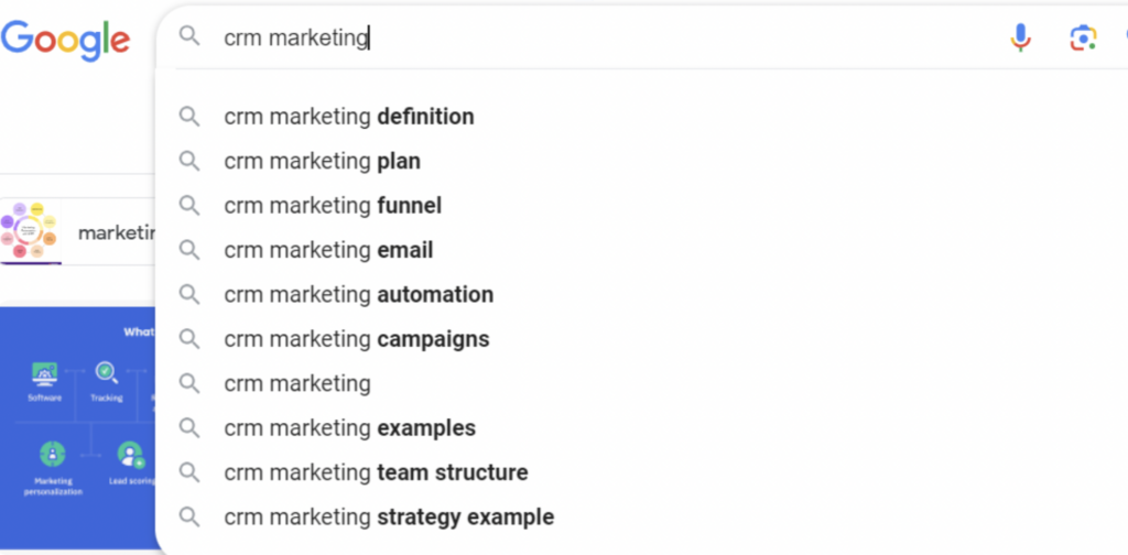 la suggestion automatique de google sur le crm