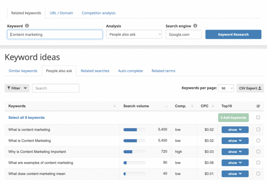 seobility keyword research