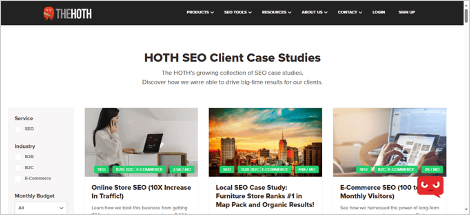 la hoth, agence seo en marque blanche, a consacré une page entière à des études de cas.